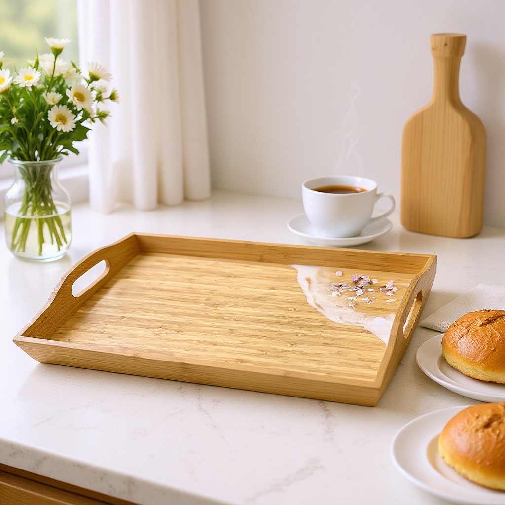 Futurehome Wooden Serving Tray with Handles – 12"x20" Large Wood Tray for Food, Breakfast, Charcuterie Board, Entertaining & Home Decor