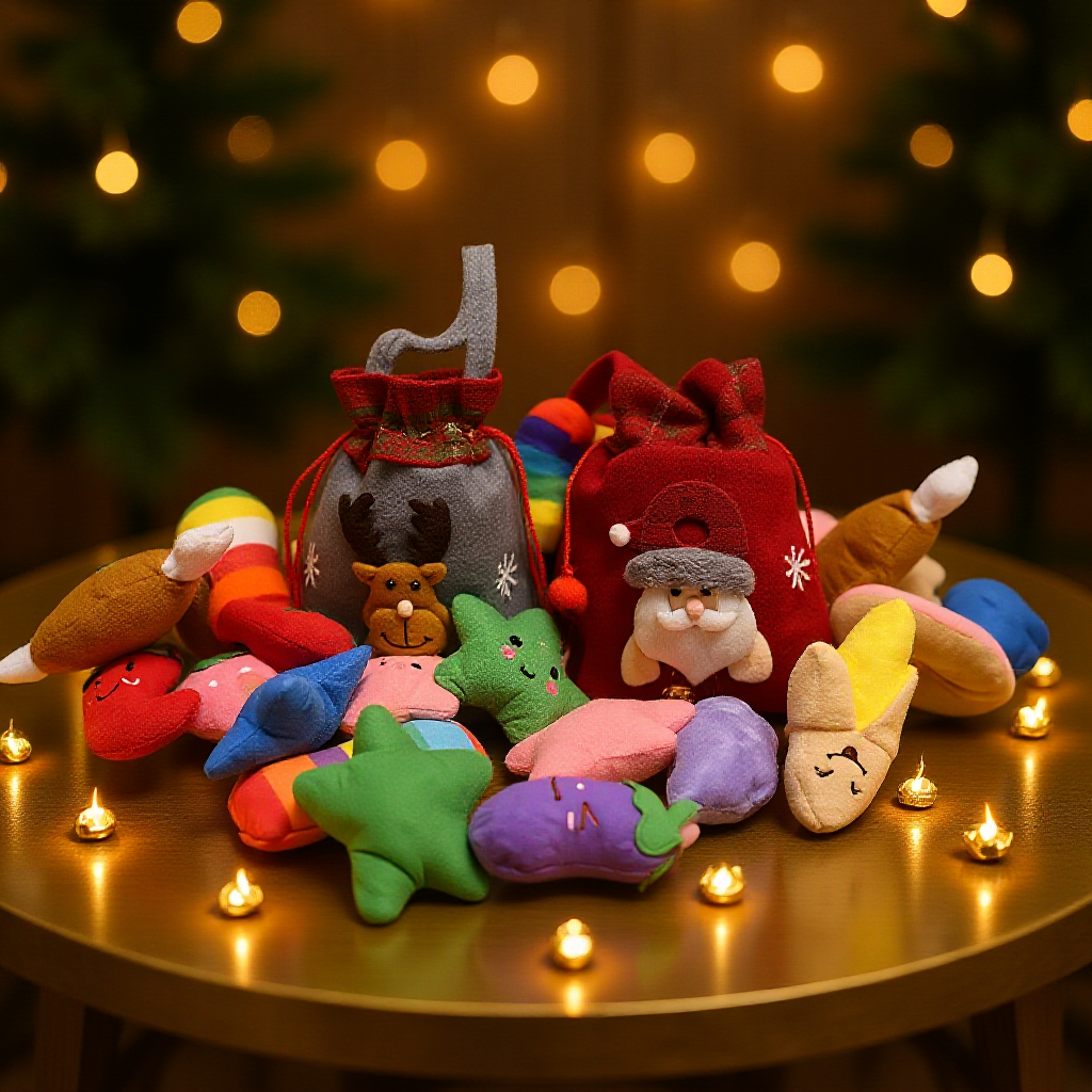 Christmas gift bag&6pc dog toys