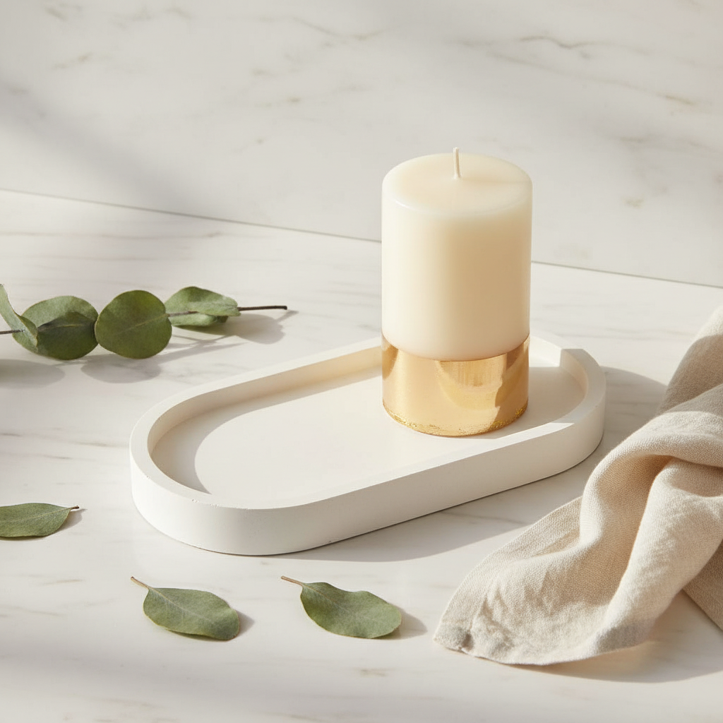 White oval tray