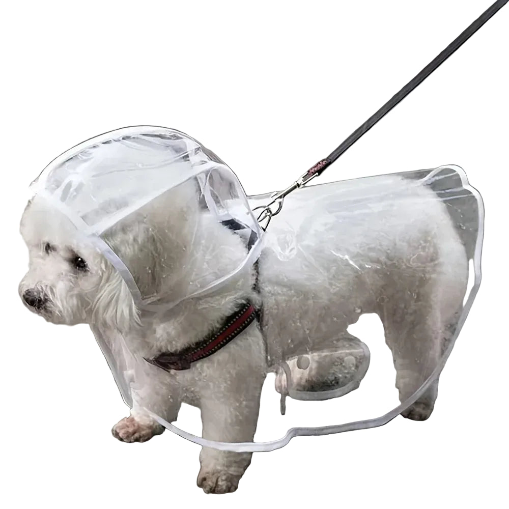 Transparent Waterproof Dog Raincoat – Adjustable Belly Strap, Harness Opening, Water-Resistant Jacket for Small & Medium Dogs