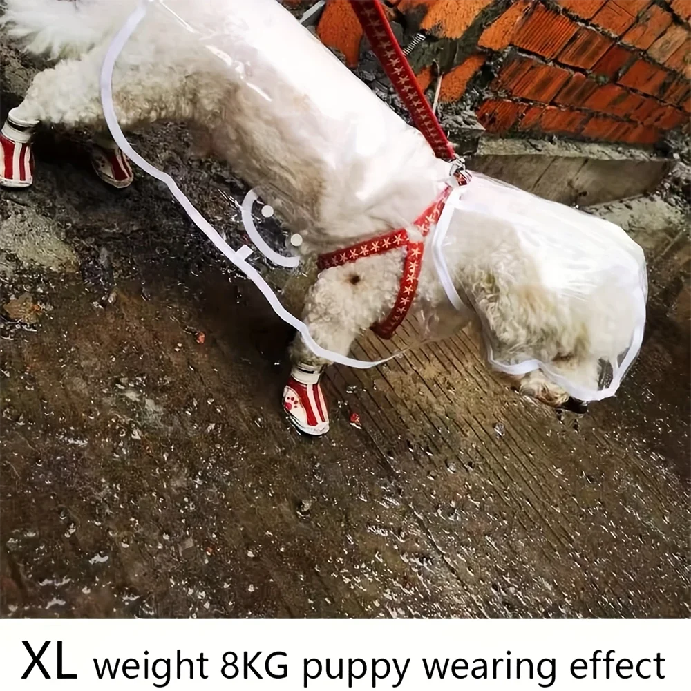 Transparent Waterproof Dog Raincoat – Adjustable Belly Strap, Harness Opening, Water-Resistant Jacket for Small & Medium Dogs
