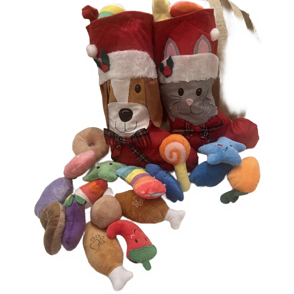 Dog & Cat Christmas Stockings with 8pc toys