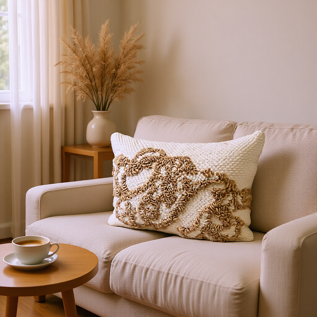 Decorative Throw Pillow - Beige & Brown 12”x16”