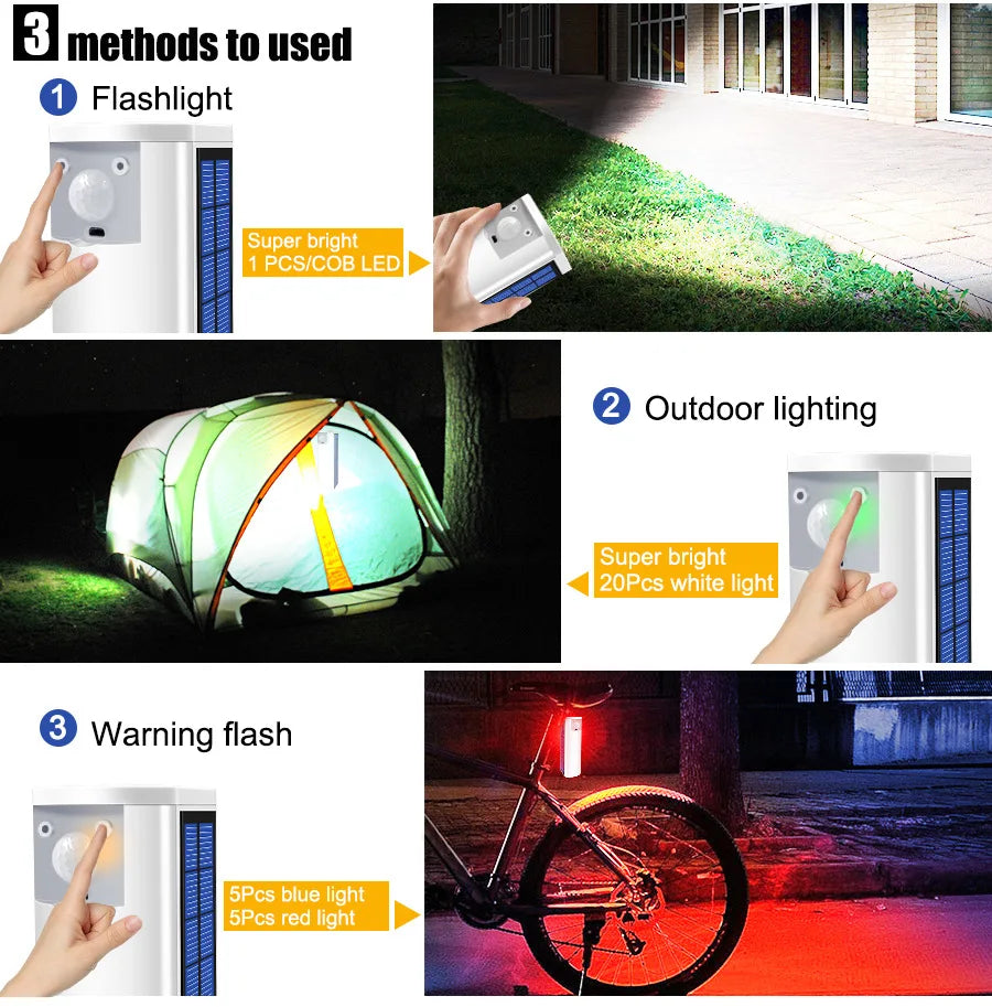 Solar Camping Flashlight – 4400mAh Power Bank, 1600 Lumens, Motion Sensor