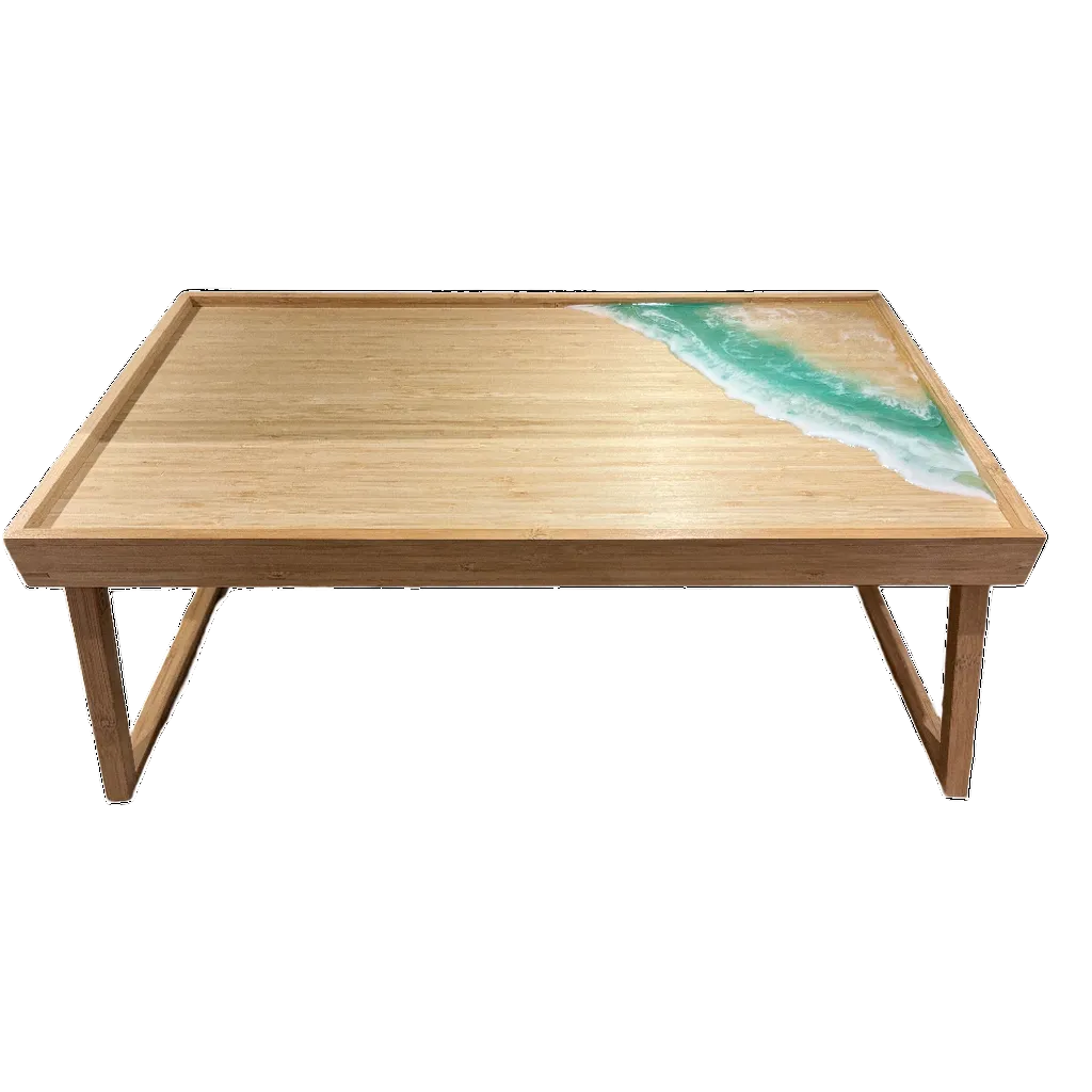 Futurehome Bamboo Bed Tray Table | 21" x 12" Foldable Legs | Breakfast in Bed, Laptop, Work from Home | Coastal Boho Decor