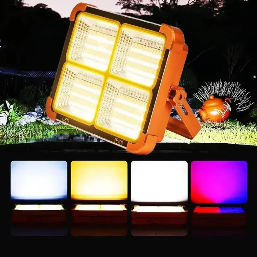 Solar Camping Flood Light – 288 LED, 12000mAh Power Bank, IP66