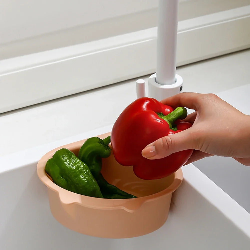 Cat Shape Kitchen Sink Drain Basket – Faucet Filter Strainer Shelf for Fruit, Vegetable & Food Scraps, PP Plastic Organizer, 20x17cm, Blue/Orange/Pink