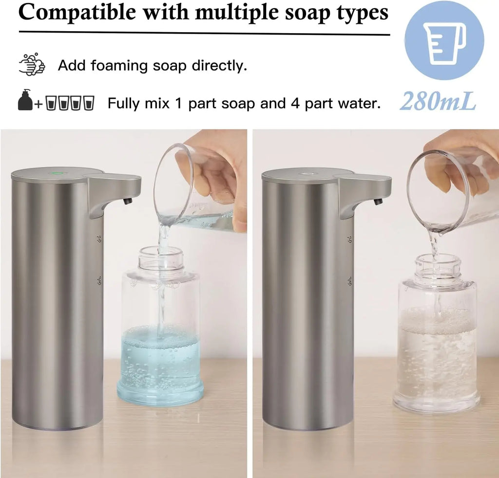 Automatic Soap Dispenser with LED Light – Touchless Stainless Steel Sensor Pump