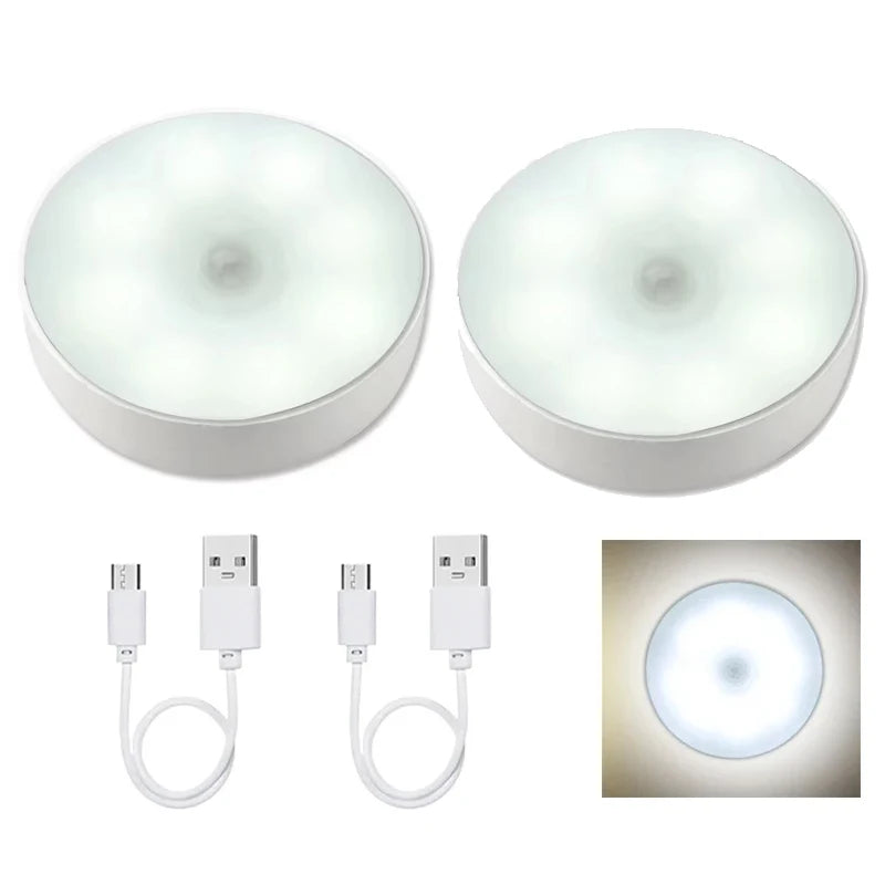 3-Pack Motion Sensor LED Night Light – USB Rechargeable Wireless Cabinet Light, 120° Sensor, Magnetic Mount, Cool/Warm White