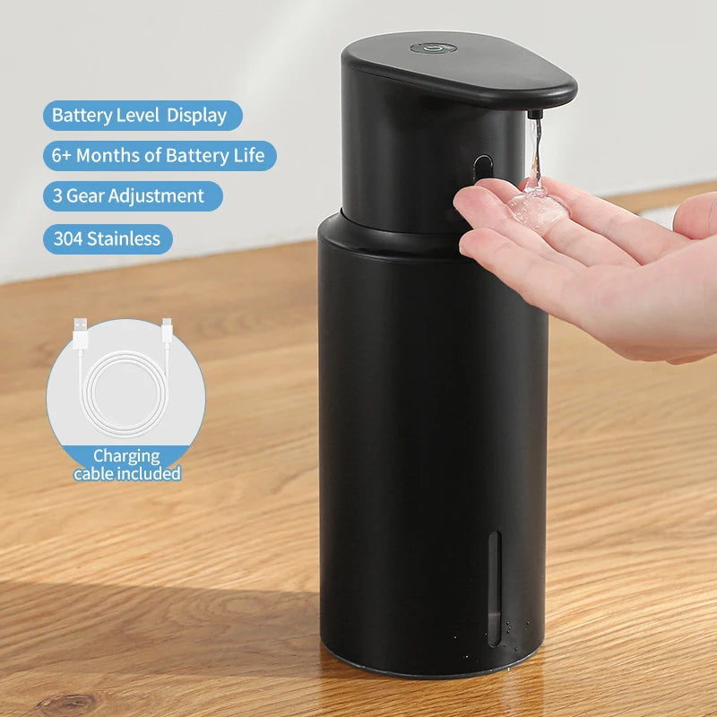 Automatic Soap Dispenser – 480ml 304 Stainless Steel, IPX7, Rechargeable