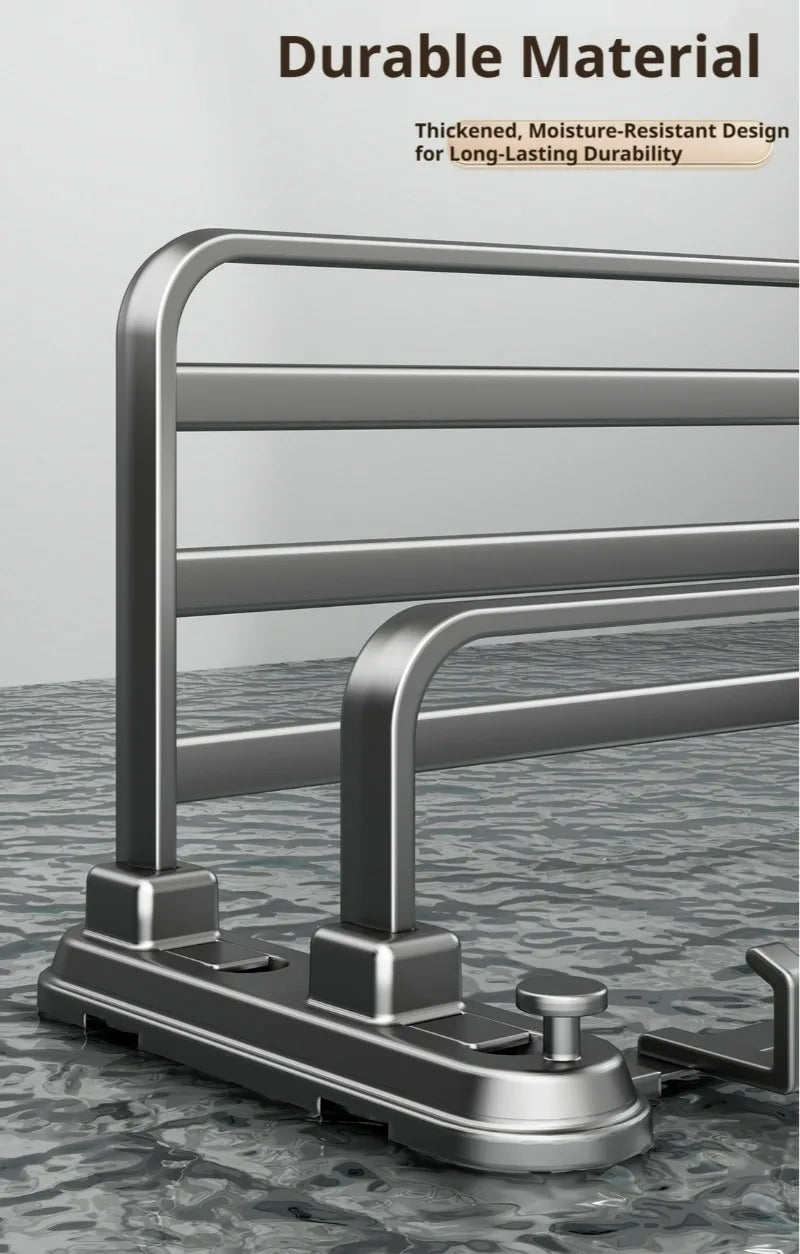 Foldable Towel Rack with Suction Cups – No Drilling Wall-Mounted Bathroom Towel Bar, Aluminum Alloy Double Bar, 50cm Space-Saving Storage Rack