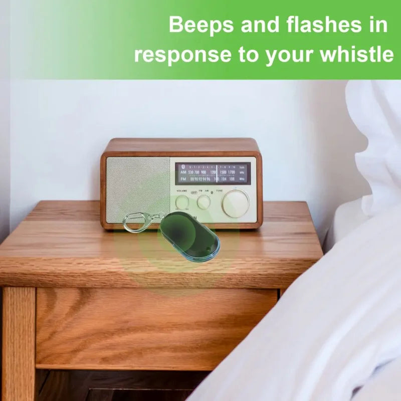 Whistle Sound Control Key Finder – Anti-Lost Smart Locator Keychain with LED Flashlight, 7-Meter Range, Beep & Flash Alert, Batteries Included