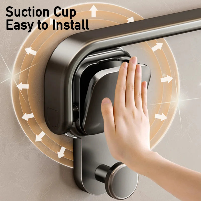 Foldable Towel Bar with Suction Cups – No Drill Wall Mount Steel Towel Rack for Bathroom, Kitchen & Balcony, Available in 30/40/50cm, Dark Gray