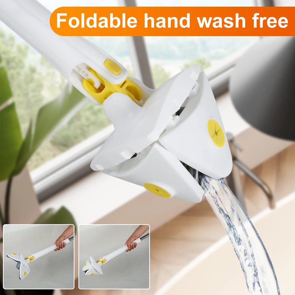 Telescopic Triangle Mop 360° Rotatable Cleaning Mop Foldable Self Water Squeezing Wall Cleaning Mop Wet and Dry Use Home Tools