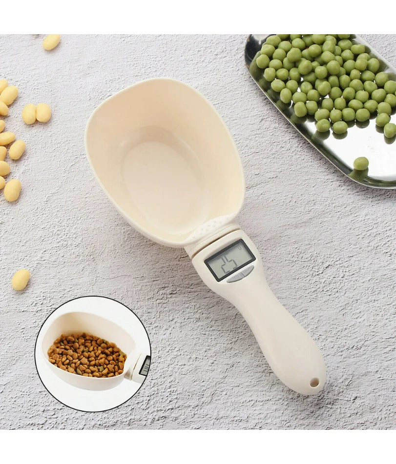 Pet Food Measuring Scoop with Digital Scale – Electronic LED Display, 4 Units (g/ml/cup/oz), 800g Capacity, for Dog & Cat Food, Cooking & Baking,