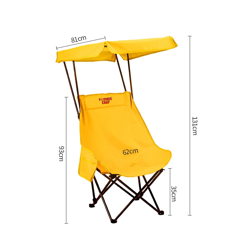 Portable camping chair beach chair with sunshade, lightweight folding, suitable for everyone, can be opened and closed without i
