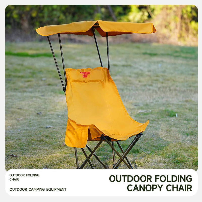 Portable camping chair beach chair with sunshade, lightweight folding, suitable for everyone, can be opened and closed without i
