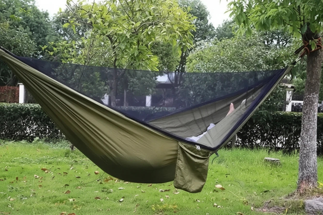 Outdoor Camping Hammock with Mosquito Net – Portable Hanging Bed for Camping, Hiking & Backyard
