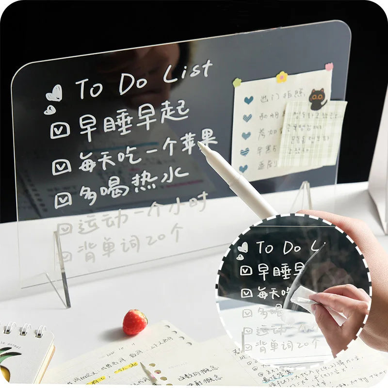 LED Luminous Acrylic Message Board – Desktop Night Light with Erasable Writing, Transparent Glowing Reminder Board for Home, Office & Bedroom Decor