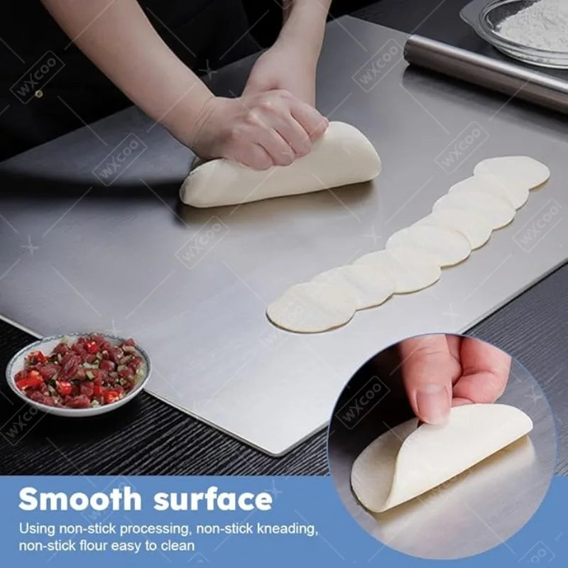304 Stainless Steel Cutting Board – Food Grade Heavy Duty Chopping Board with Anti-Slip Mat & Scale Markings, Dishwasher Safe for Meat, Vegetables, Bread & Pizza
