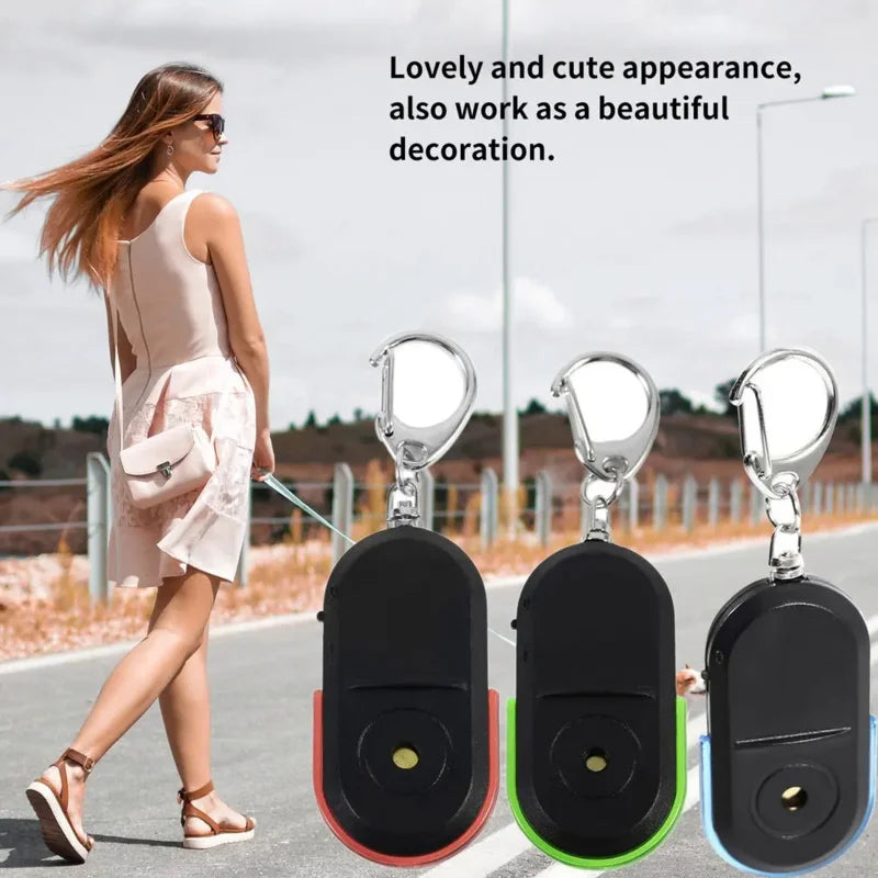 Whistle Sound Control Key Finder – Anti-Lost Smart Locator Keychain with LED Flashlight, 7-Meter Range, Beep & Flash Alert, Batteries Included