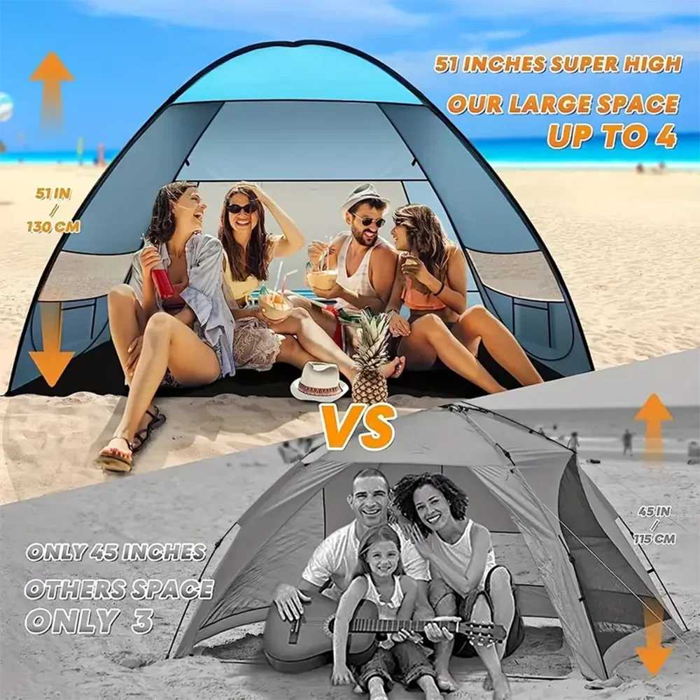 Quick set up. Pop up beach tent. Portable Awning. Outdoor camping fishing tent. With accessories. Rugged construction.