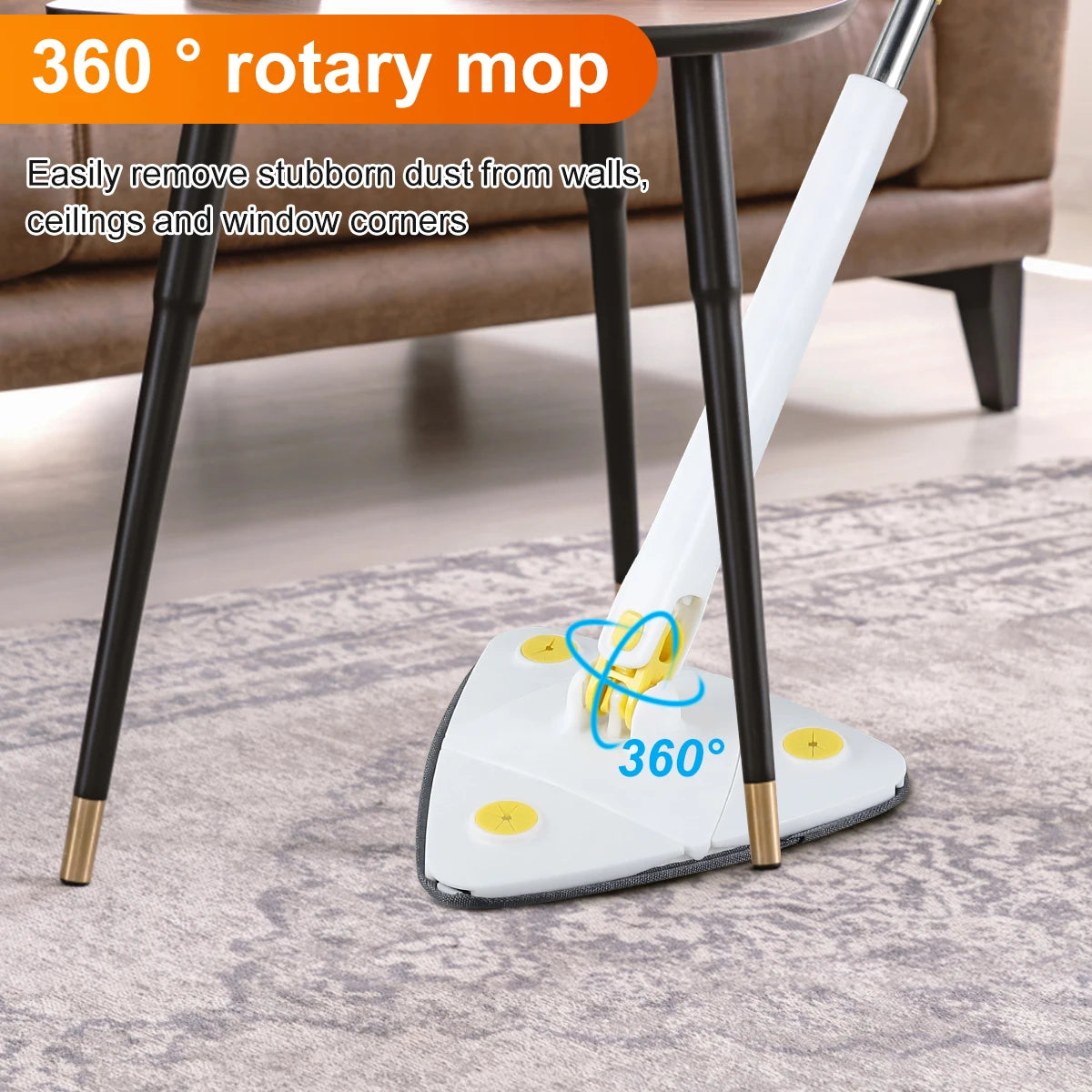 Telescopic Triangle Mop 360° Rotatable Cleaning Mop Foldable Self Water Squeezing Wall Cleaning Mop Wet and Dry Use Home Tools
