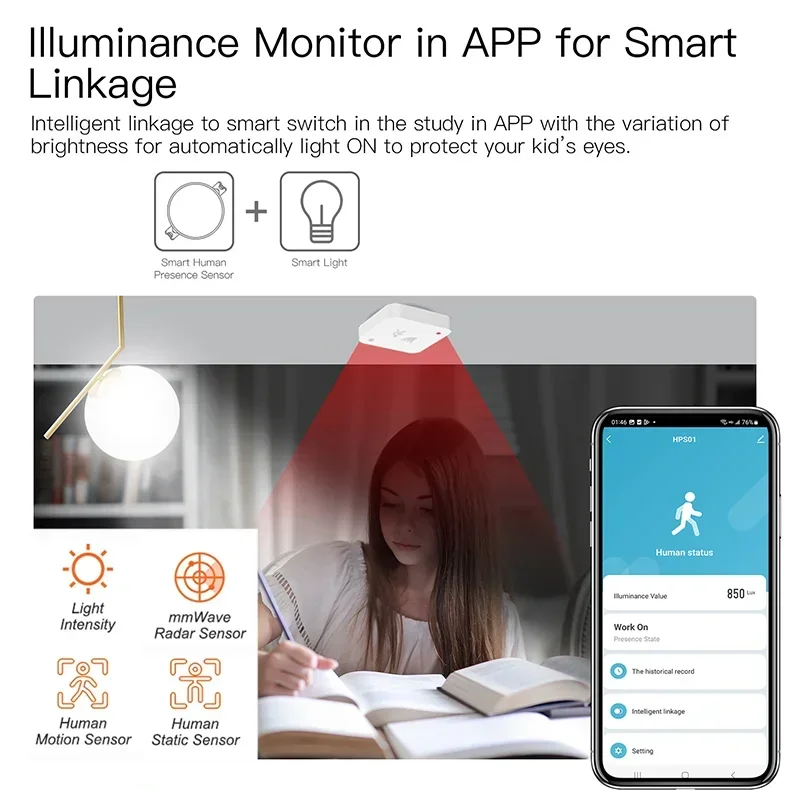 Radar Presence Sensor – Human Detection, Light Sensing, Smart Home