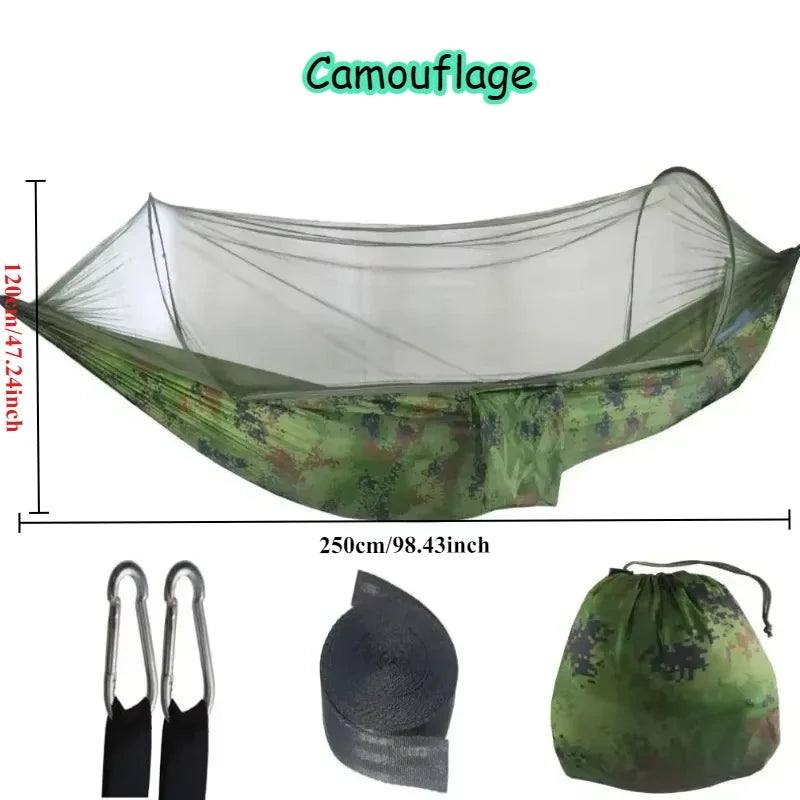Outdoor Camping Hammock with Mosquito Net – Portable Hanging Bed for Camping, Hiking & Backyard