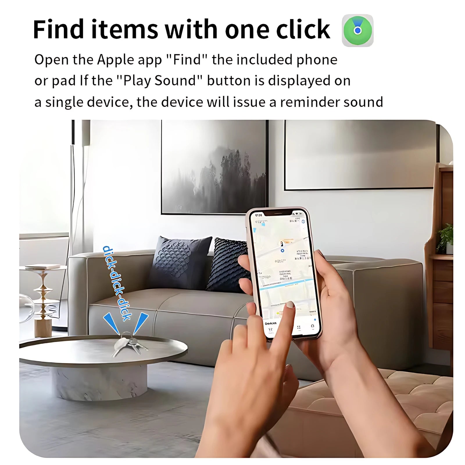 Bluetooth Mini GPS Tracker – Works with Apple Find My App, MFi Certified, Anti-Lost Locator for Keys, Pets, Luggage, Wallet & Car, No Monthly Fee