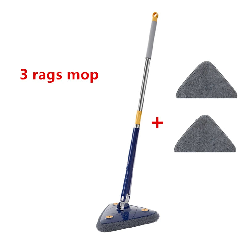 360° Triangle Spin Mop with Extendable Handle – Microfibre Twist Wringing Mop