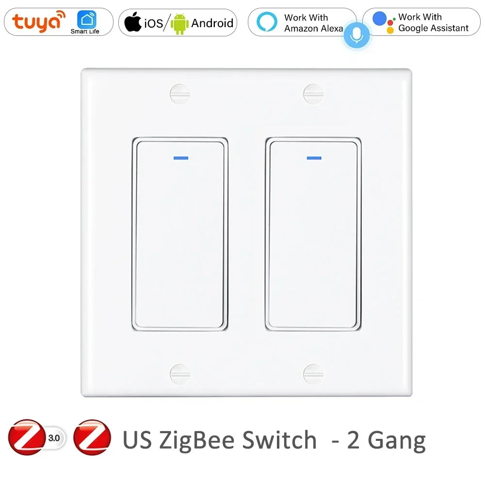 Tuya Zigbee Smart Wall Switch – 1/2/3/4 Gang, Alexa & Google, US Standard