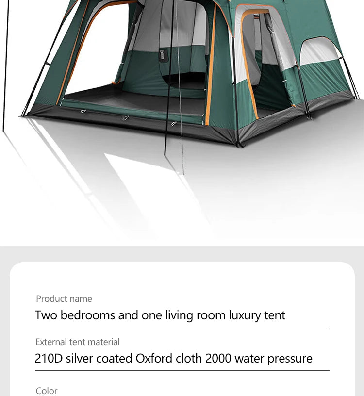 330x210x185cm Person 2 Room Family Tent Large Double Layer Camping Tent with Sun Mosquito Protection Waterproof Privacy Shelter
