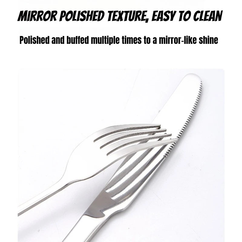 10/20Pcs Stainless Steel Outdoor Camping Cutlery Set with Storage Bag | Portable Picnic Plate Spoon Knife Fork Tong for Hiking