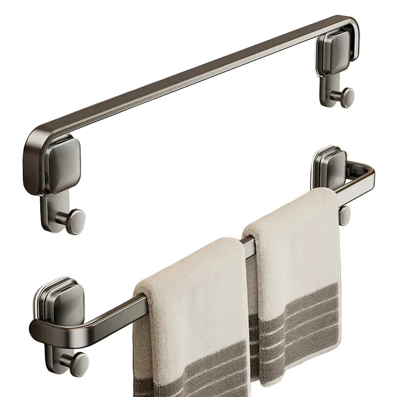 Foldable Towel Bar with Suction Cups – No Drill Wall Mount Steel Towel Rack for Bathroom, Kitchen & Balcony, Available in 30/40/50cm, Dark Gray