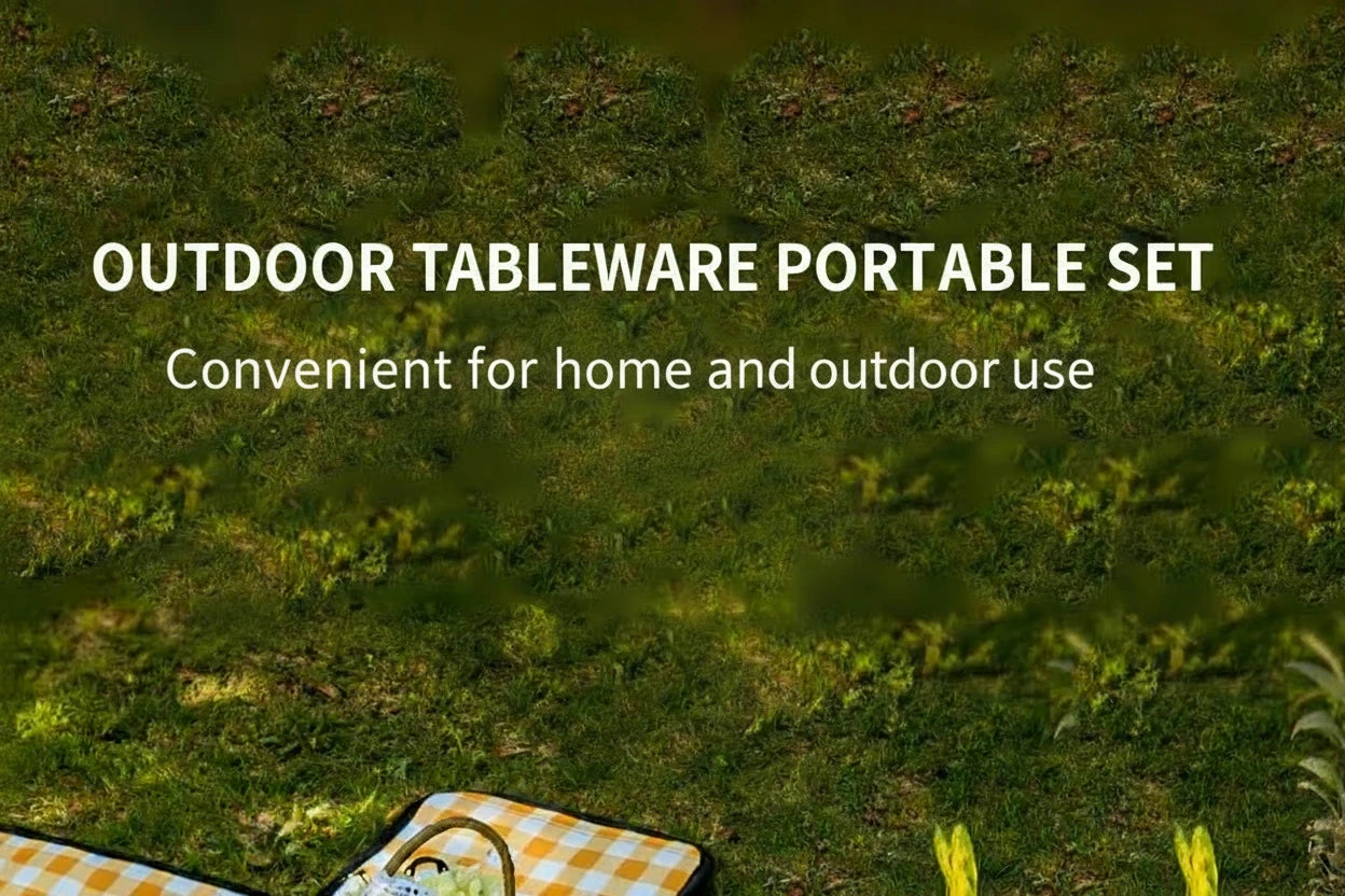 10/20Pcs Stainless Steel Outdoor Camping Cutlery Set with Storage Bag | Portable Picnic Plate Spoon Knife Fork Tong for Hiking