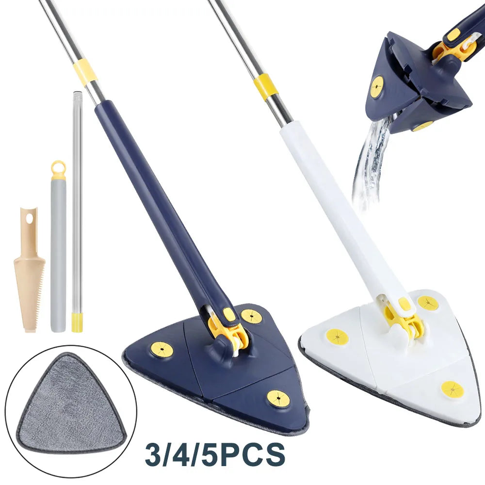 Telescopic Triangle Mop 360° Rotatable Cleaning Mop Foldable Self Water Squeezing Wall Cleaning Mop Wet and Dry Use Home Tools