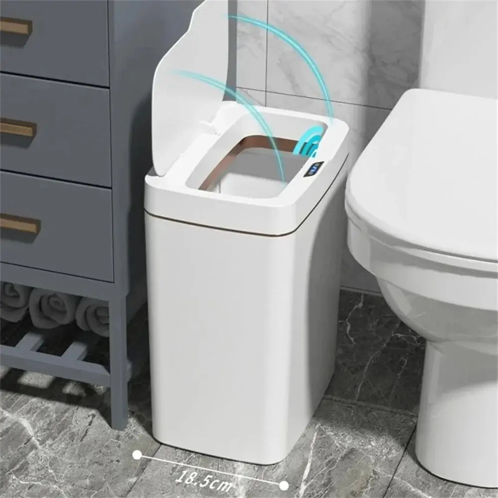 Touchless Sensor Trash Can 15L – Automatic Bagging, IPX5 Waterproof, Smart Induction Garbage Bin for Bathroom, Kitchen & Bedroom