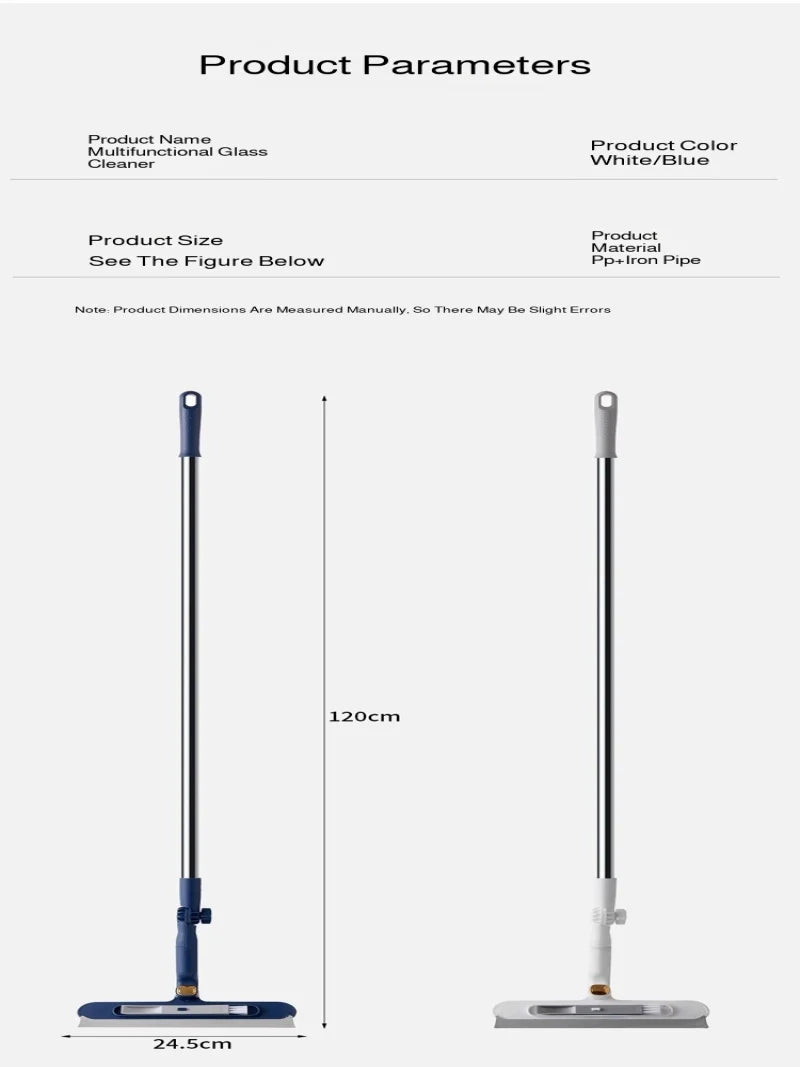 2-in-1 Double-Sided Window Cleaner with Telescopic Aluminum Handle – Rotatable High-Rise Glass Cleaning Tool