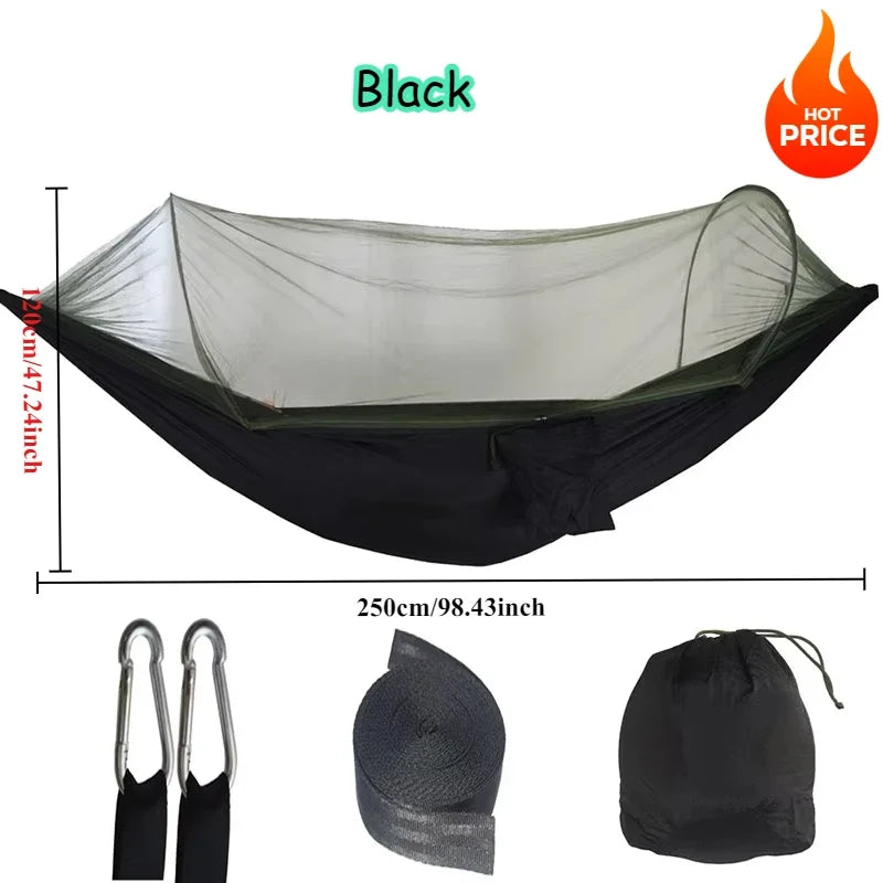 Outdoor Camping Hammock with Mosquito Net – Portable Hanging Bed for Camping, Hiking & Backyard