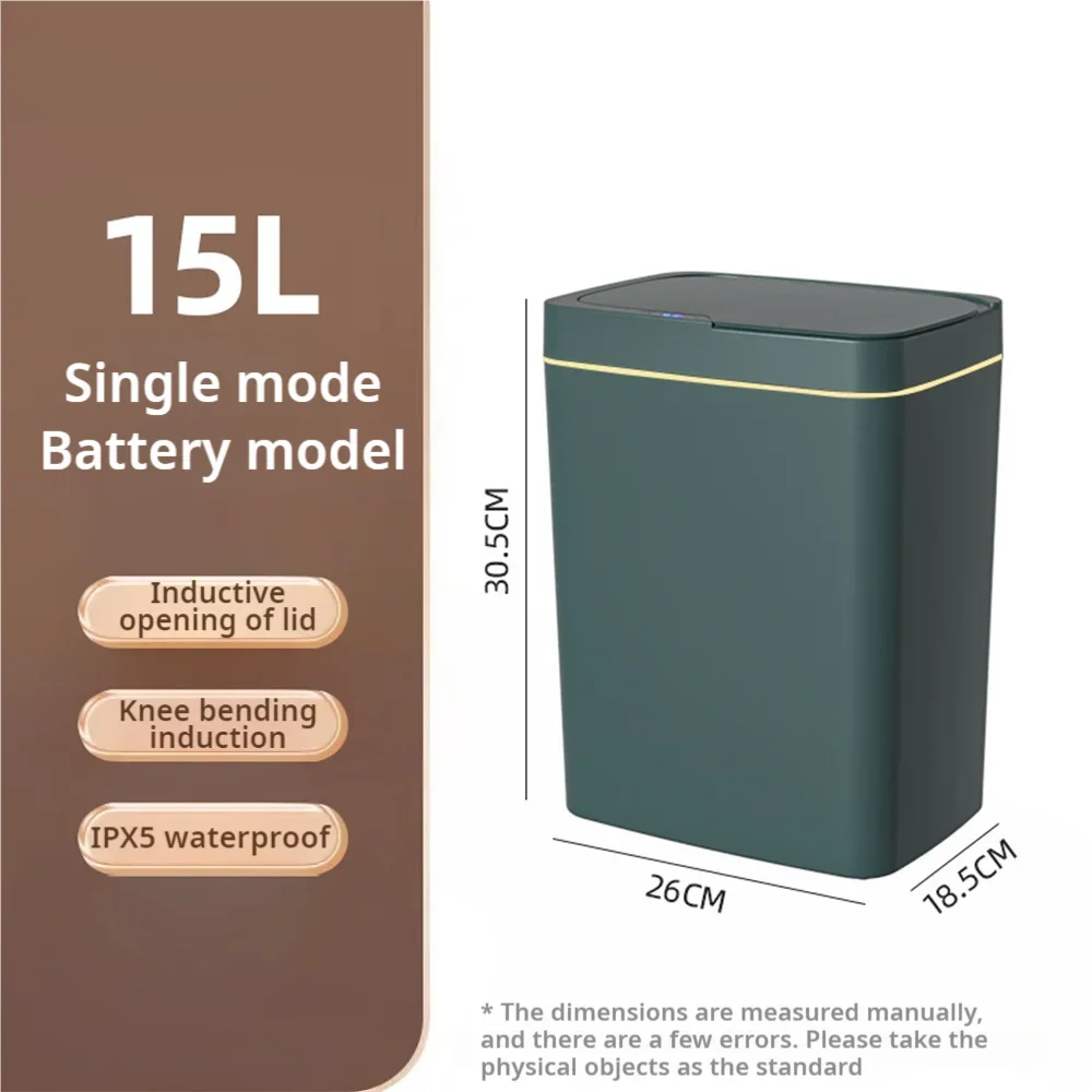 Touchless Sensor Trash Can 15L – Automatic Bagging, IPX5 Waterproof, Smart Induction Garbage Bin for Bathroom, Kitchen & Bedroom