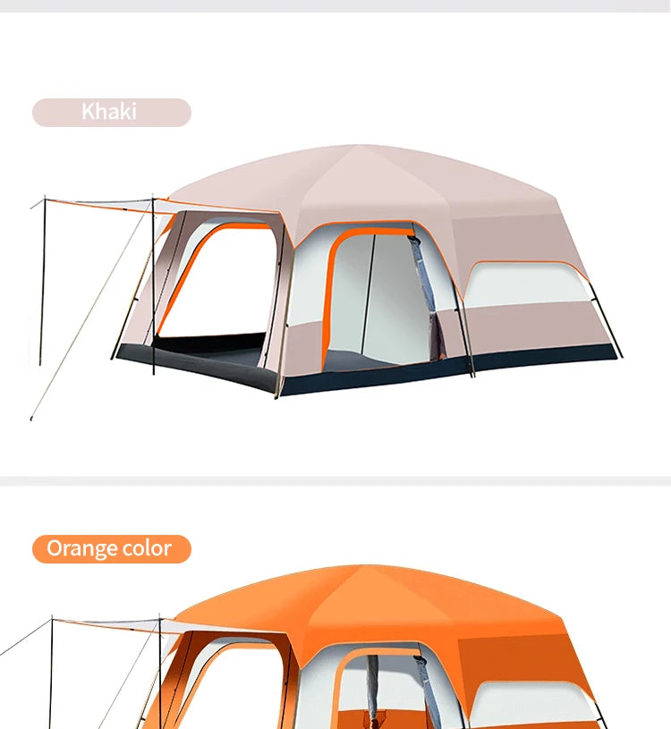 330x210x185cm Person 2 Room Family Tent Large Double Layer Camping Tent with Sun Mosquito Protection Waterproof Privacy Shelter