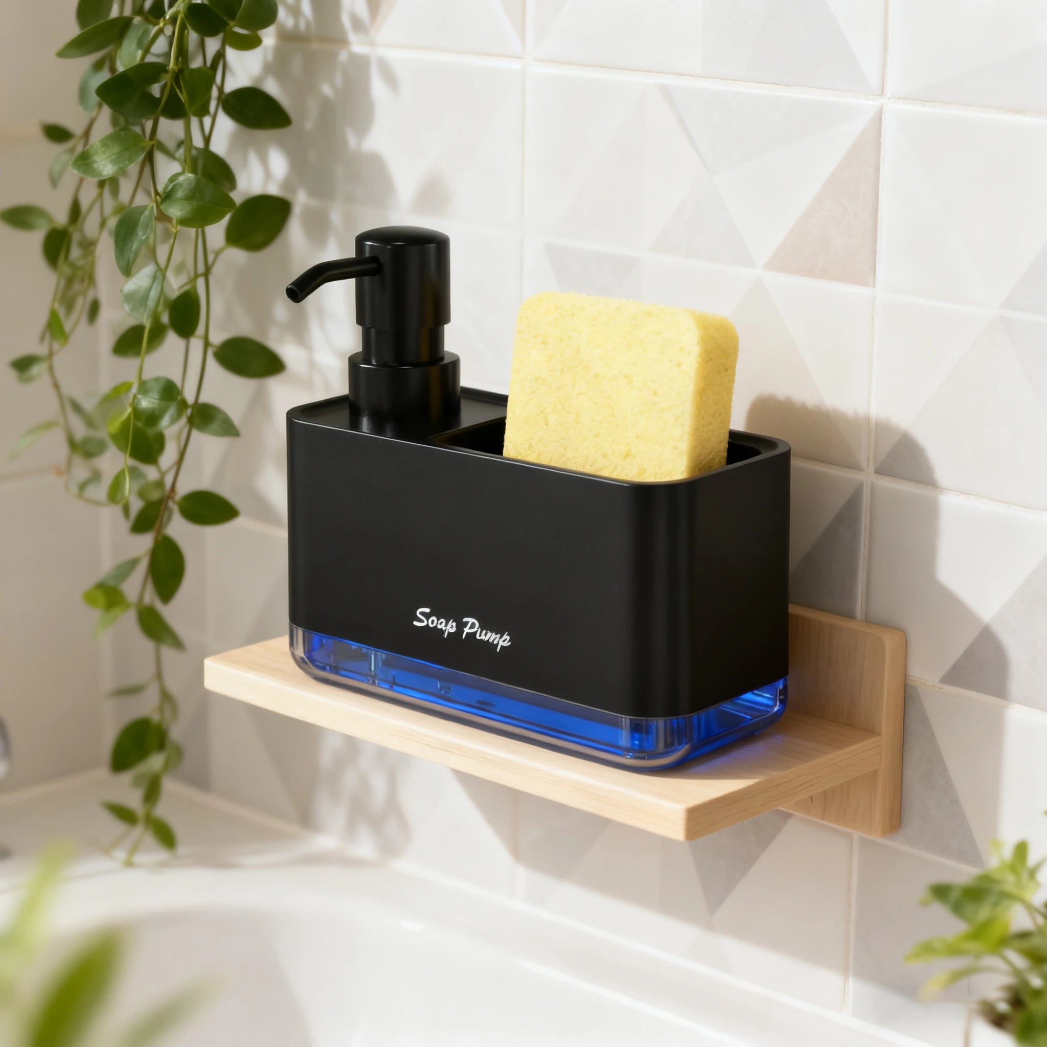 2-in-1 Dish Soap Dispenser with Sponge Holder – Kitchen Sink Caddy