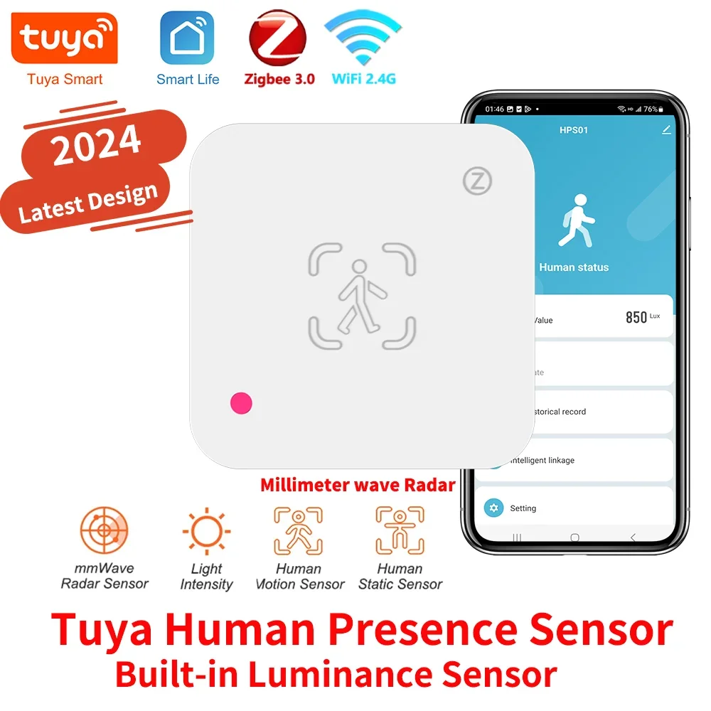 Radar Presence Sensor – Human Detection, Light Sensing, Smart Home