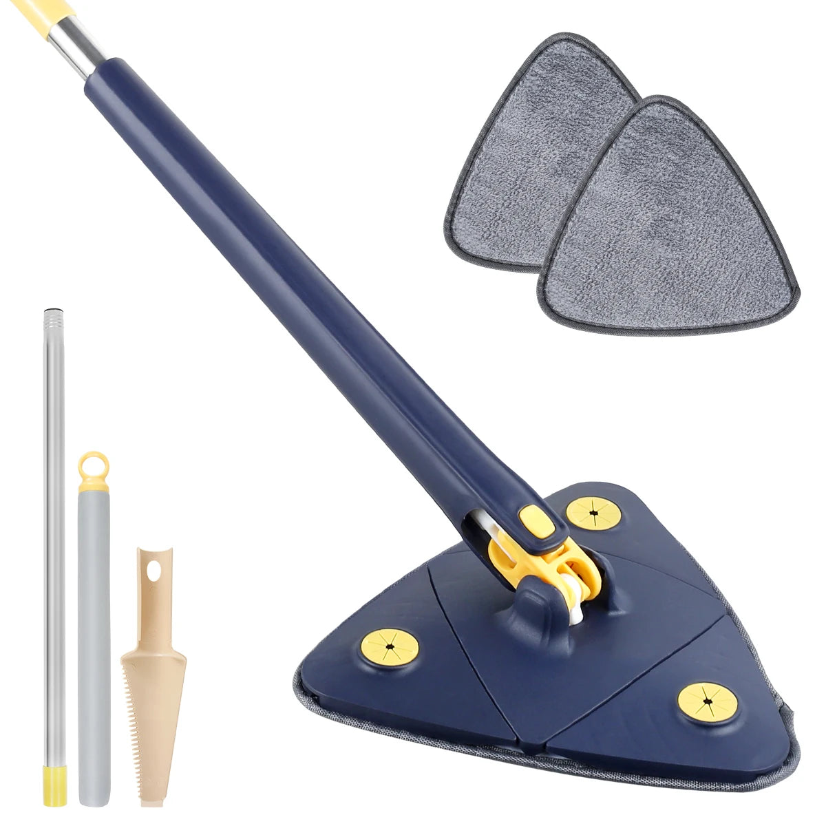 Telescopic Triangle Mop 360° Rotatable Cleaning Mop Foldable Self Water Squeezing Wall Cleaning Mop Wet and Dry Use Home Tools