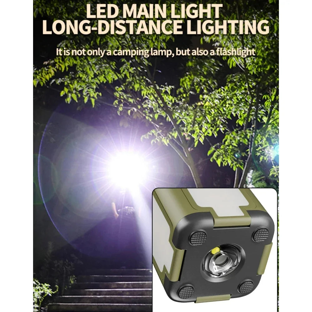 Solar Foldable Camping Lantern – 2000mAh Power Bank, 6 Modes, IPX4