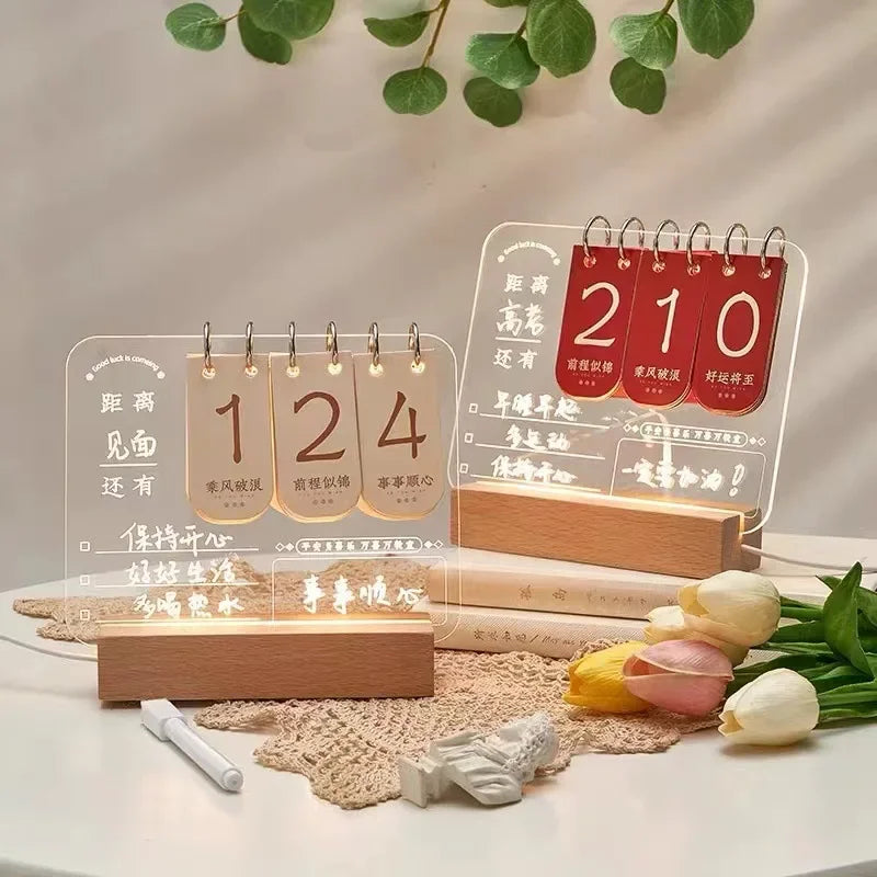 LED Luminous Acrylic Message Board – Desktop Night Light with Erasable Writing, Transparent Glowing Reminder Board for Home, Office & Bedroom Decor