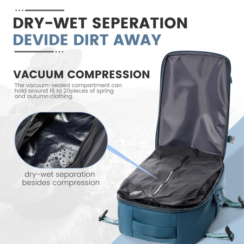 Air Vacuum Compression Backpack – Cabin-Approved Carry-On, Laptop Bag with Vacuum Clothing Storage (20–35L)