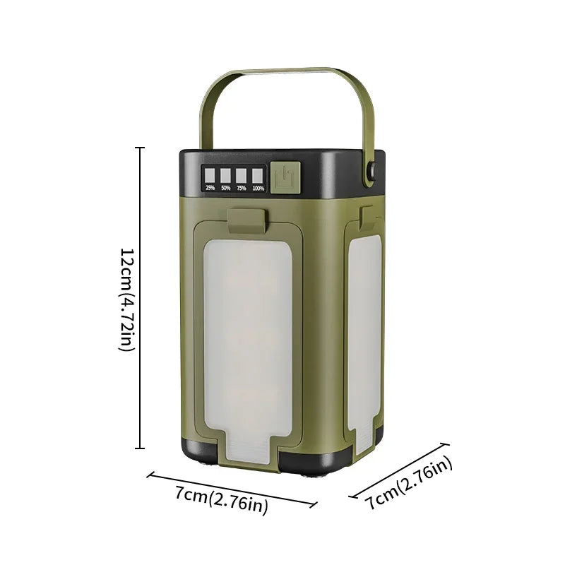 Solar Foldable Camping Lantern – 2000mAh Power Bank, 6 Modes, IPX4