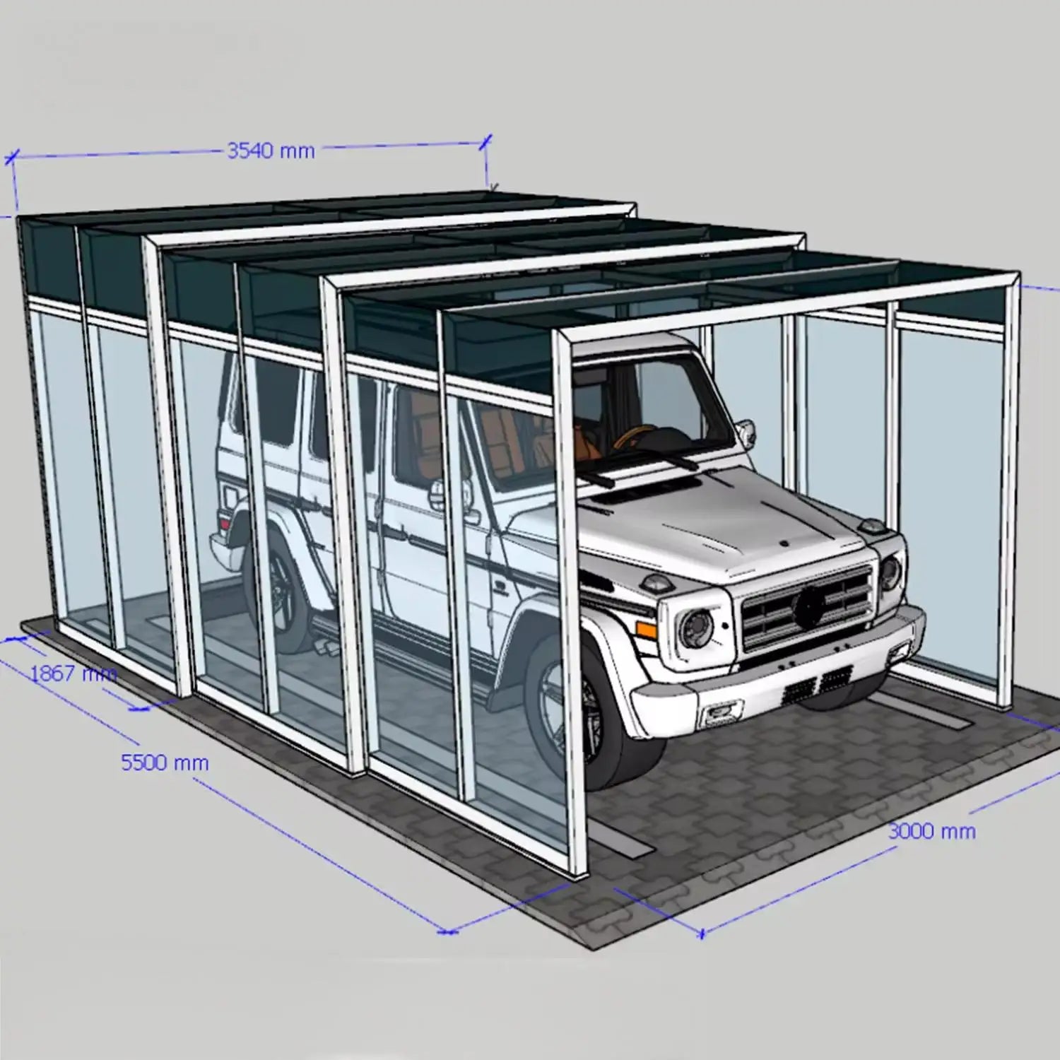 Mobile Foldable Electric Retractable Carport - Smart Automatic Sunroom Glass House & Garage Awning